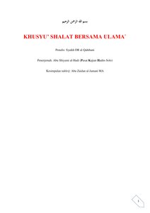 KHUSYU SHALAT BERSAMA ULAMA
