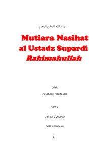 MUTIARA NASIHAT AL USTADZ SUPARDI RAHIMAHULLAH