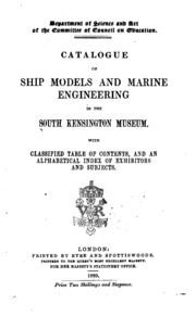 Catalogue Of Ship Models And Marine Engineering In The South Kensington ...